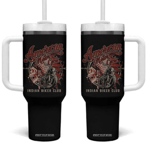 American Legendary Motorcycle Indian Biker Club Tumbler With Handle Vintage Native American Skull TS11 One Size: 40 oz Black Print Your Wear