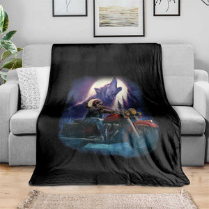 Native American Rider Throw Blanket Vintage Indian American Motorcycle Wolf TS11 Print Your Wear