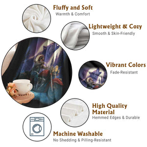 Native American Rider Throw Blanket Vintage Indian American Motorcycle Wolf TS11 Print Your Wear