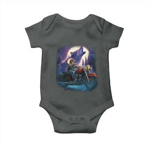 Native American Rider Baby Onesie Vintage Indian American Motorcycle Wolf TS11 Dark Heather Print Your Wear