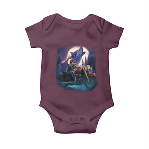 Native American Rider Baby Onesie Vintage Indian American Motorcycle Wolf TS11 Maroon Print Your Wear