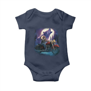 Native American Rider Baby Onesie Vintage Indian American Motorcycle Wolf TS11 Navy Print Your Wear
