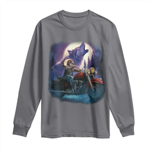 Native American Rider Long Sleeve Shirt Vintage Indian American Motorcycle Wolf TS11 Charcoal Print Your Wear