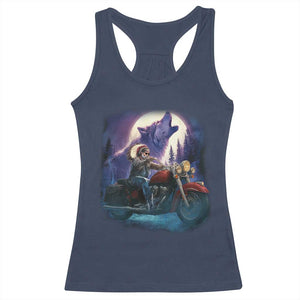 Native American Rider Racerback Tank Top Vintage Indian American Motorcycle Wolf TS11 Navy Print Your Wear