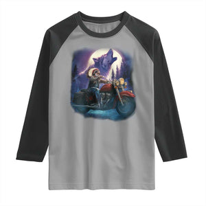 Native American Rider Raglan Shirt Vintage Indian American Motorcycle Wolf TS11 Sport Gray Black Print Your Wear