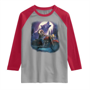 Native American Rider Raglan Shirt Vintage Indian American Motorcycle Wolf TS11 Sport Gray Red Print Your Wear