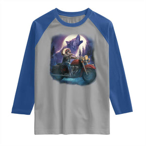 Native American Rider Raglan Shirt Vintage Indian American Motorcycle Wolf TS11 Sport Gray Royal Print Your Wear