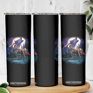 Native American Rider Skinny Tumbler Vintage Indian American Motorcycle Wolf TS11 Print Your Wear