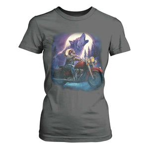 Native American Rider T Shirt For Women Vintage Indian American Motorcycle Wolf TS11 Dark Heather Print Your Wear