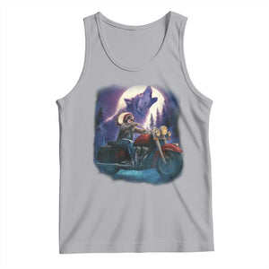 Native American Rider Tank Top Vintage Indian American Motorcycle Wolf TS11 Athletic Heather Print Your Wear