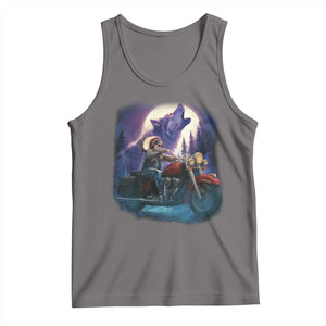 Native American Rider Tank Top Vintage Indian American Motorcycle Wolf TS11 Deep Heather Print Your Wear