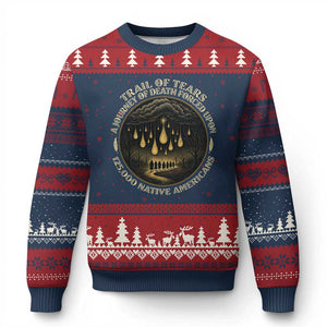 Trail Of Tears A Journey Of Death Forced Upon 125000 Native Americans Ugly Christmas Sweater TS11 Navy Red Print Your Wear