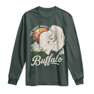 The Great White Buffalo Long Sleeve Shirt Native American Sacred Spirit Animal TS11 Dark Forest Green Print Your Wear