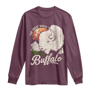 The Great White Buffalo Long Sleeve Shirt Native American Sacred Spirit Animal TS11 Maroon Print Your Wear