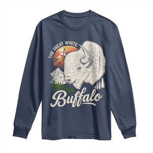The Great White Buffalo Long Sleeve Shirt Native American Sacred Spirit Animal TS11 Navy Print Your Wear