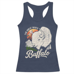 The Great White Buffalo Racerback Tank Top Native American Sacred Spirit Animal TS11 Navy Print Your Wear