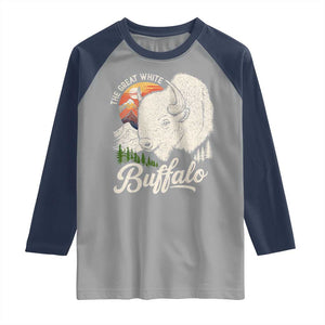 The Great White Buffalo Raglan Shirt Native American Sacred Spirit Animal TS11 Sport Gray Navy Print Your Wear