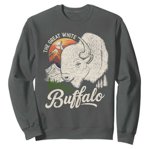The Great White Buffalo Sweatshirt Native American Sacred Spirit Animal TS11 Dark Heather Print Your Wear