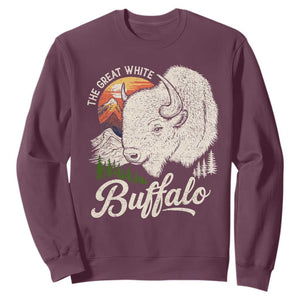 The Great White Buffalo Sweatshirt Native American Sacred Spirit Animal TS11 Maroon Print Your Wear