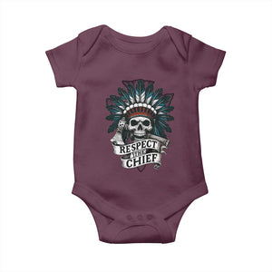 Native American Respect The Chief Baby Onesie Indian Tribal Skull Headdress TS11 Maroon Print Your Wear