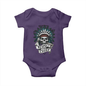 Native American Respect The Chief Baby Onesie Indian Tribal Skull Headdress TS11 Purple Print Your Wear