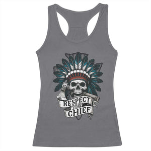 Native American Respect The Chief Racerback Tank Top Indian Tribal Skull Headdress TS11 Charcoal Print Your Wear