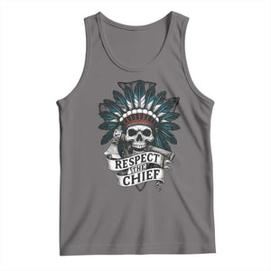 Native American Respect The Chief Tank Top Indian Tribal Skull Headdress TS11 Deep Heather Print Your Wear