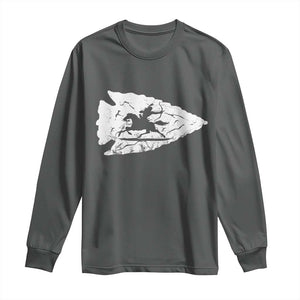 Arrowhead Hunter Indian Chief Relic Hunting Native American Long Sleeve Shirt TS11 Dark Heather Print Your Wear