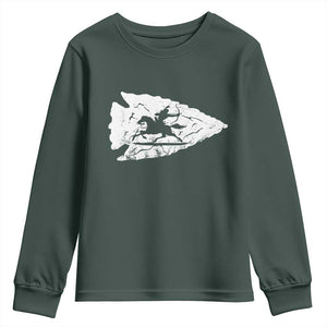 Arrowhead Hunter Indian Chief Relic Hunting Native American Youth Sweatshirt TS11 Dark Forest Green Print Your Wear