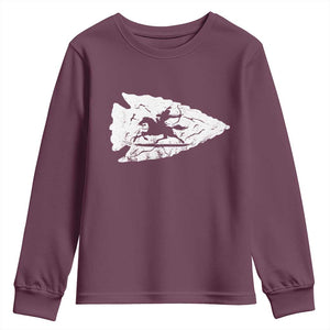 Arrowhead Hunter Indian Chief Relic Hunting Native American Youth Sweatshirt TS11 Maroon Print Your Wear