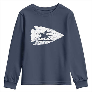 Arrowhead Hunter Indian Chief Relic Hunting Native American Youth Sweatshirt TS11 Navy Print Your Wear