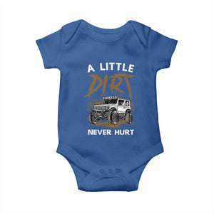 Funny Off Road Car Baby Onesie A Little Dirt Never Hurt Mudder Trail TS11 Royal Blue Print Your Wear