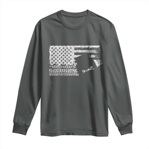 Off Road Quad ATV Car Adventure Vintage American Flag Long Sleeve Shirt TS11 Dark Heather Print Your Wear