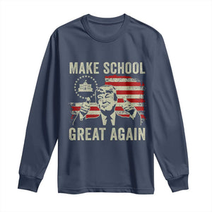 Funny Trump Make School Great Again Long Sleeve Shirt Back To School American Flag TS11 Navy Print Your Wear