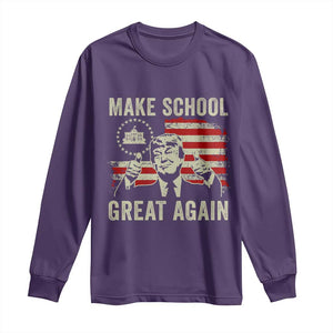 Funny Trump Make School Great Again Long Sleeve Shirt Back To School American Flag TS11 Purple Print Your Wear