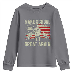 Funny Trump Make School Great Again Youth Sweatshirt Back To School American Flag TS11 Charcoal Print Your Wear
