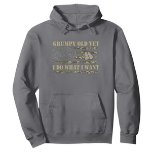 Funny Grumpy Old Vet I Do What I Want Hoodie Military Veteran Camo American Flag TS11 Charcoal Print Your Wear