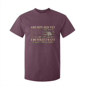 Funny Grumpy Old Vet I Do What I Want T Shirt For Kid Military Veteran Camo American Flag TS11 Maroon Print Your Wear