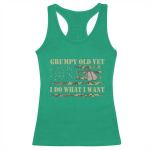 Funny Grumpy Old Vet I Do What I Want Racerback Tank Top Military Veteran Camo American Flag TS11 Irish Green Print Your Wear