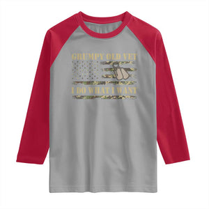 Funny Grumpy Old Vet I Do What I Want Raglan Shirt Military Veteran Camo American Flag TS11 Sport Gray Red Print Your Wear