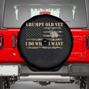 Funny Grumpy Old Vet I Do What I Want Spare Tire Cover Military Veteran Camo American Flag TS11 Black Print Your Wear