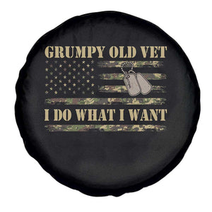 Funny Grumpy Old Vet I Do What I Want Spare Tire Cover Military Veteran Camo American Flag TS11 Print Your Wear