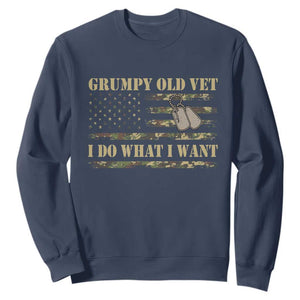 Funny Grumpy Old Vet I Do What I Want Sweatshirt Military Veteran Camo American Flag TS11 Navy Print Your Wear