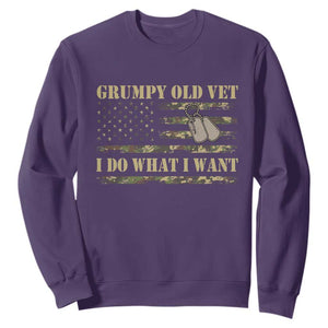 Funny Grumpy Old Vet I Do What I Want Sweatshirt Military Veteran Camo American Flag TS11 Purple Print Your Wear