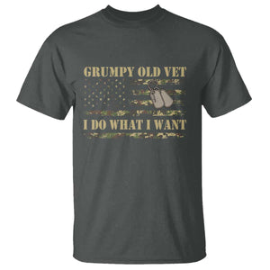 Funny Grumpy Old Vet I Do What I Want T Shirt - Military Veteran Camo American Flag Humor Tee TS11 Dark Heather Print Your Wear