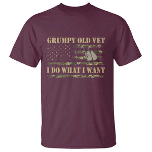 Funny Grumpy Old Vet I Do What I Want T Shirt - Military Veteran Camo American Flag Humor Tee TS11 Maroon Print Your Wear