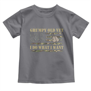 Funny Grumpy Old Vet I Do What I Want Toddler T Shirt Military Veteran Camo American Flag TS11 Charcoal Print Your Wear