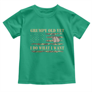 Funny Grumpy Old Vet I Do What I Want Toddler T Shirt Military Veteran Camo American Flag TS11 Irish Green Print Your Wear