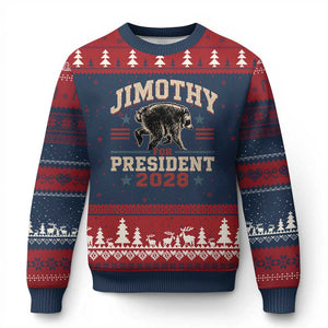 Jimothy For President 2028 Ugly Christmas Sweater Funny Jimothy The Raccoon Seattle Trash Panda Meme