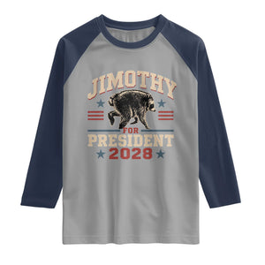 Jimothy For President 2028 Raglan Shirt Funny Jimothy The Raccoon Seattle Trash Panda Meme